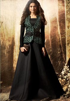 Jacket Abaya, Casual Gown, Orang India, Suit With Jacket, Casual Gowns, Gown With Jacket, Resham Work, Abaya Style