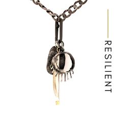 Resilient Talisman Necklace - Chikahisa Studio Holding On And Letting Go, Talisman Pendant, Talisman Jewelry, Talisman Necklace, Layered Chain, Life Symbol, Black Spinel, Black Chain, Diamond Set