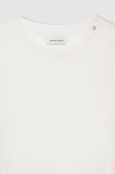 ANINE BING Amani Tee - Off White Fine Knit Relaxed Fit Crew Neck T-shirt, Minimalist Crew Neck T-shirt For Layering, Basic Crewneck, Plain Tees, Anine Bing, Model Measurements, Cashmere, Off White, Tops & Tees