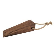 a wooden hanger with rope hanging from it's end on a white background