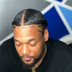 Men 2 Cornrow Hairstyles, 2 Braids Hairstyles For Men, French Braids Men Black, Two Stitch Braids Men, French Braid Mens Hair, Two Braids On Men, Two Braids Men Black, Two French Braids Men, Clavish Braids Boys