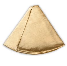 a gold triangle shaped napkin on a white background