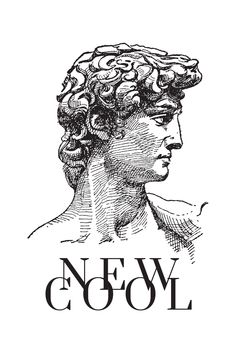 a black and white drawing of a man's head with the words newton on it