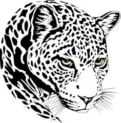 a black and white drawing of a leopard