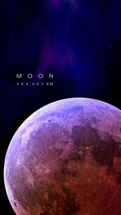 an artist's rendering of the moon in space, with its bright purple hue