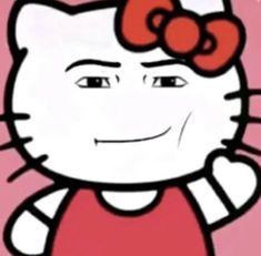 an animated hello kitty with a red bow on her head