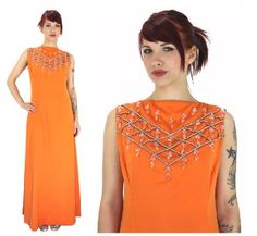 Love the colour of this fab dress Orange Formal Dresses, Fab Dress, Rhinestone Dress, Rhinestone Bead, The Colour, Bright Orange, Tunic Tops, Girl Outfits, Formal Dresses