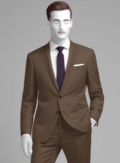 A last-minute crucial obligation to look luxurious and elegant for an important event? No worries, our Napolean Brown Wool Suit has got you covered. Tailored with wool blend, our suit exudes style with its incredibly smooth texture and brown color helps to make your quality shine with extreme prejudice. So go for our suit that makes your peers question their fashion sense by keeping you as their inspiration for a long time.  Look Includes   Napolean Brown Wool Fabric  Two Button Jacket Style  No Luxury Brown Suits With Button Closure, Luxury Wool Gentleman Suits, Luxury Wool Suits With Pressed Crease, Luxury Brown Business Neckwear, Brown Wool Suit, Grey Wool Suit, Blue Linen Shirt, Brown Corduroy Jacket, Cashmere Jacket