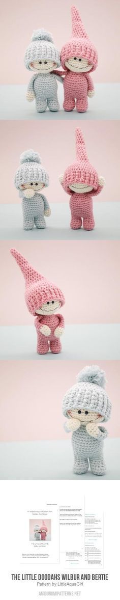 an advertisement for crochet is shown in three different colors, including pink and gray