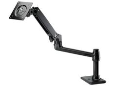 the monitor arm is mounted on top of a desk