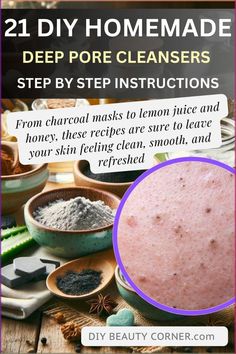 Discover 21 effective DIY deep pore cleanser recipes to remove blackheads and clean pores naturally. From charcoal masks to natural blackhead removers, these homemade facial cleansers will help you achieve smooth, clear skin. Whether you're looking to shrink pores or get rid of blackheads, these easy DIY solutions will leave your face refreshed and glowing. #PoreCleanser #BlackheadRemover #DIYBeauty #ClearSkin #NaturalSkincare Black Head Remover Diy Homemade, Black Head Remover Diy, Natural Blackhead Remover, Diy Facial Cleanser, Homemade Facial Cleanser, Removing Blackheads, Blackhead Remover Diy, Homemade Facial