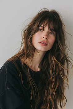 Layers and bangs instantly elevate long hair. These 49 hairstyles for 2024 have us swooning over the shape, movement and intrigue of long layered locks with fringe. 👆 Click for more ideas！ Hairstyle Bangs Long, Long Wavy Layered Hair With Bangs, Wolfcut Hair Long With Bangs Straight, Long Hair Long Bangs, Wavy Bangs Long Hair, Long Hair And Bangs, 90s Long Layered Hair, Long Bangs 2024 Trends, Long Wolf Cut With Bangs Wavy Hair