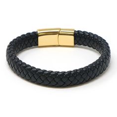 Sizes: S, M, L, XL Color: Black Material: Genuine Leather SKU: bx8.yg  Style your wrist with this wide plaited bracelet. Team it with your watch for a stacked look or wear it on its own for a sleek style statement. Features genuine braided leather and steel magnetic clasp. Everyday Black Braided Leather Bracelet, Modern Black Braided Bracelets, Classic Black Braided Bracelet, Classic Black Bracelets As Fashion Accessory, Black Braided Bracelets For Everyday, Everyday Black Braided Bracelets, Casual Black Braided Bracelets, Classic Black Braided Jewelry, Classic Black Braided Bracelets For Everyday