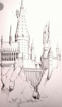 someone is drawing a castle on paper