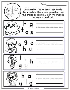 printable worksheet for beginning and ending the letter g with pictures on it