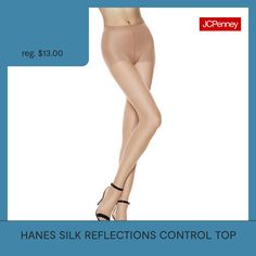 Enhance your natural skin tone with our ultra-sheer pantyhose from Hanes, featuring a silhouette-smoothing control top and sandalfoot design.# Pieces In Set: 1 PairFeatures: Stretch FabricSupport: Control TopFiber Content: 67% Nylon, 33% SpandexFabric Description: KnitCare: Hand Wash, Line DryCountry of Origin: Imported Natural Skin Tone, Natural Skin, Skin Tone, Hosiery, Skin Tones, Cd, Tights, Hand Wash, Silk