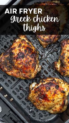 chicken thighs in air fryer basket Air Fryer Greek Chicken, Chicken In An Air Fryer, Greek Chicken Thighs, Cooking A Whole Chicken, Air Fryer Recipes Chicken Thighs, Greek Chicken And Potatoes, Air Fryer Chicken Thighs, Mediterranean Diet Recipes Dinners, Chicken Thighs Recipes