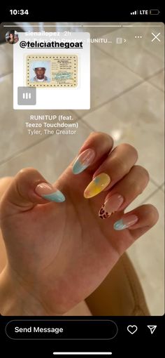 Daniel Caesar Inspired Nails, Music Artist Inspired Nails, Tyler The Creator Nails Cmiygl, Tyler The Creator Acrylic Nails, Childish Gambino Inspired Nails, Call Me When You Get Lost Nails, Call Me If U Get Lost Nails, Jasmine Le Nails, Golf Wang Nails