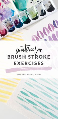 3 Watercolor Brush Stroke Exercises to Practice Brush Control | Susan Chiang Watercolor Supplies, Watercolor Brush Pen, Watercolor Tips