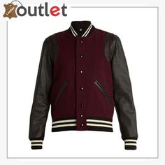 Ladies Maroon Wool-blend and leather teddy Varsity Jacket Leather Teddy Jacket, Floral Leather Jacket, Leather Sleeve Jacket, College Jacket, Burgundy Leather Jacket, Varsity Jacket Women, Leather Varsity Jackets, Floral Print Jacket, College Jackets