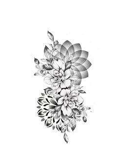 a black and white drawing of flowers