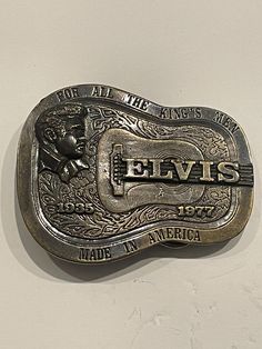 ELVIS PRESLEY For All Kings Men Made in America Brass Collector Brass Belt Buckle. Approx. 3 1/4" X 2 1/2" The Loop 1 1/2" Vintage Good Preowned Condition Brass Belt, Brass Belt Buckles, Kings Man, Vintage Belt Buckles, Vintage Belt, Vintage Belts, Suspender Belt, The Loop, Made In America