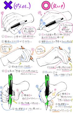 the instructions for how to draw hands with markers and pencils in different positions, including one