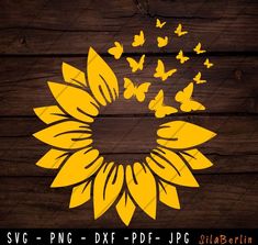 sunflower with butterflies svg dxf file