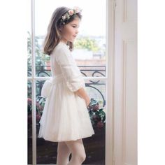 An ideal style for the coming ceremony and party season. Stunning white dress in a rich cotton/linen blend finished by the most delicate and sophisticated looking plummets tulle. Elegant 3/4 sleeves with delicate plummets mini ruffle around the edge of the collar and the sleeves. The statement sash is also made of the same tulle giving the dress a very special touch and look. Absolutely stunning when paired with our party off-white Mary Jane shoes. Please allow 4 weeks between order and delivery White Mary Jane Shoes, Add Kids, Hand Smocked Dress, Dresses And Tights, Baby Boy Shirts, Girls Special Occasion Dresses, First Communion Dresses, Communion Dresses, Linen White