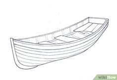 a drawing of a boat that is not in the water, and has two oars on