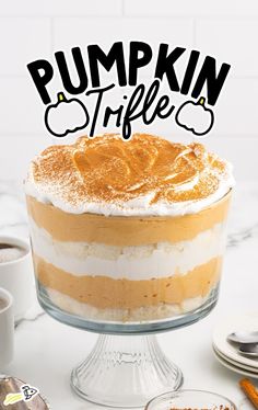 a pumpkin trifle cake sitting on top of a table