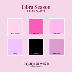 the stylish witch libra season color palette is pink, black and white