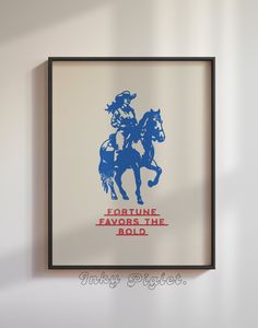 a blue and white poster with the words fortune favors the world on it's back