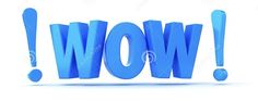 the word wow is made up of blue letters