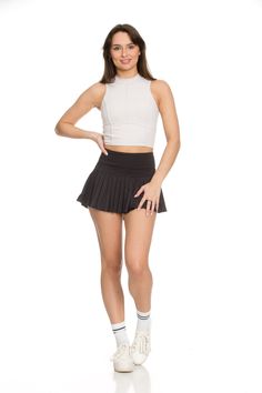 Next Restock Now Available for Pre-Order. NEW 2.0 Black Pleated Tennis Skirt is back and BETTER than ever. Now offering more sizes and sizing accuracy. Just like the original, it is best everyday piece to add to your wardrobe because of its versatility & functionality. The skirt features built-in spandex shorts that include a comfortable fit and side pockets for storage. This exclusively designed Gold Hinge skirt is made of quick dry material and can take on any activity such as golf, tennis, ru High Stretch Tennis Skirt With Built-in Shorts For Workout, Workout High Stretch Tennis Skirt With Built-in Shorts, High Stretch Athleisure Skort With Built-in Shorts, High Stretch Solid Tennis Skirt With Built-in Shorts, High Stretch Tennis Skirt With Built-in Shorts, Solid High-stretch Tennis Skirt With Built-in Shorts, Sporty High-stretch Tennis Skirt With Built-in Shorts, Sports Mini Skort In Elastane, Athleisure 4-way Stretch Mini Skort