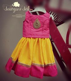 Aari Work Pattu Pavadai Sattai, Princess Attire, Pattu Pavadai Designs, Simple Aari Work, Baby Lehenga, Pavadai Sattai