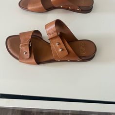 Questions? Leave A Comment Below! Leather Sandals With Flat Heel For Day Out, Leather Sandals With Cushioned Footbed For Day Out, Chic Leather Sandals For Day Out, Leather Slip-on Mules For Day Out, Leather Sandals With Buckle Closure For Day Out, Casual Leather Sandals For Day Out, Leather Round Toe Mules For Day Out, Leather Mules With Round Toe For Day Out, Flat Leather Heels For Vacation