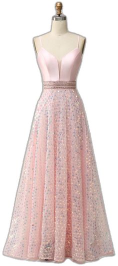 Festive Pink Prom Dress, Pink Sequined Summer Evening Dress, Summer Pink Sequined Evening Dress, Pink Sequined Dress For Banquet, Pink Embellished Evening Dress For Summer, Summer Pink Embellished Evening Dress, Pink Formal Dress, Tulle Party Dress, Dress Spaghetti Straps