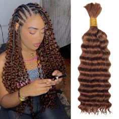 PRICES MAY VARY. 【Human Hair for Braiding】 Our deep wave bulk human braiding hair can be braid for a variety of hair styles, such as knotless boho braids, bohemian twists, boho locs and mirco braids. You can make different hair styles by bulk human hair for braiding to show different yourself 【100% Real Human Hair】 Our Human Hair Braiding Hair is made from 100% unprocessed Virgin human hair cut from single, young, healthy women, can be bleached, dyed, permed, and styled as your own hair 【Advanta Box Boho Braids, Bohemian Twists, Human Hair Braiding Hair, Waves Overnight, Braided Braids, Wavy Hair With Braid, Curly Braiding Hair, Braiding Techniques, Human Hair For Braiding