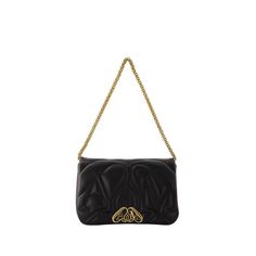 This crossbody bag from Alexander McQueen highlights smooth calfskin leather adorned with an embossed design. Versatile in nature, it includes a magnetic flap closure and a stylish chain strap, making it perfect for both daytime and evening events.

- Dimensions: 23 x 17 x 6 cm  
- Interior flat pocket for essentials  
- Color: Noir - Black  
- Made in Italy Black Shoulder Bag With Metal Logo For Everyday Luxury, Chic Evening Wallet On Chain With Metal Logo, Leather Wallet On Chain With Metal Logo For Evening, Luxury Evening Flap Bag, Black Flap Bag With Chain Strap, Luxury Flap Shoulder Bag With Chain Strap, Luxury Shoulder Bag With Chain Strap And Flap, Luxury Shoulder Bag With Flap And Chain Strap, Luxury Evening Flap Bag With Chain Strap