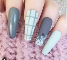 Blue Fall Nail Designs, Thanksgiving Manicures, Acrylic Nails Ideas, Sassy Nails, Fall Nail Art Designs, Plaid Nails, Nails 2022, Seasonal Nails