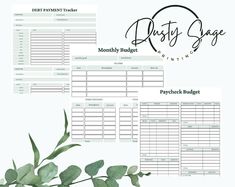 a printable budget sheet with eucalyptus leaves