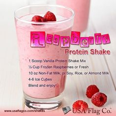 Raspberry Protein Shake, Raspberry Shake, Whey Protein Recipes, Protein Shake Recipe, Best Protein Shakes, Vanilla Protein Shakes, Coffee Protein Shake, Smoothie Fruit