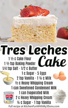 a poster with instructions for how to make tres leches cake