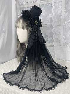 Hat With Veil, Gothic Crown, Victorian Accessories, Veiled Hats, Victorian Hats, Mini Hat, Gothic Cross, Elegant Hats, Unique Hats