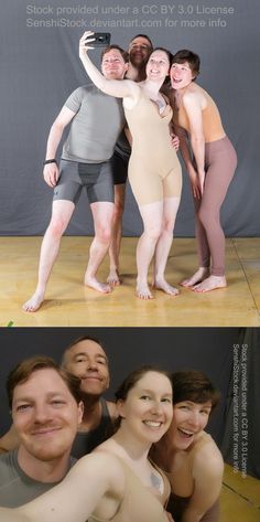 three different pictures of people posing for the camera and one is taking a selfie