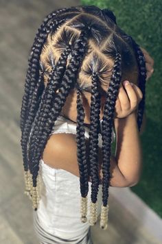 Box Braids Toddler Girl, Big Braids For Kids, Kids Box Braids Styles Children, Braided Hairstyles For Black Hair Kids, Toddler Knotless Braids, Box Braids On Kids, Simple Braids For Kids, Toddler Box Braids, Braid Cute Hairstyles