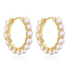 Elegant, timeless and beautiful — House of Pearls’ Circle Pearl Earrings are the perfect way to add a touch of sophistication to your formal look. Crafted with a timeless gold vermeil finish, these earrings feature a perfect circle of lustrous pearls that shimmer gracefully in the light. Whether you wear them with casual wear or a special occasion look, these earrings add a touch of poise to any ensemble. Details: Style ADiameter: 2.8cm Weight: 2.5g per earring Style BDiameter: 3.5cm Weight: 9.6 Tarnish Resistant Gold Plated Round Pearl Earrings, Timeless Round Hoop Earrings For Everyday Elegance, Classic Plated Earrings For Anniversary, Timeless Everyday Elegance Hoop Earrings, Elegant Small Hoop Huggie Earrings For Everyday Elegance, Elegant Small Hoop Earrings For Everyday Elegance, Elegant Small Hoop Huggie Earrings For Everyday, Everyday Elegant Round Hoop Earrings, Gold-plated Hoop Earrings With Pearl Drop For Anniversary