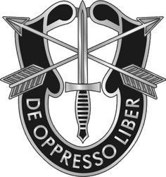 an emblem with two arrows and the words de oppresso liber