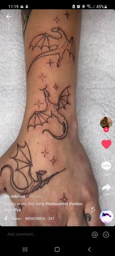 a foot with a dragon tattoo on it's left side and the words follow for you